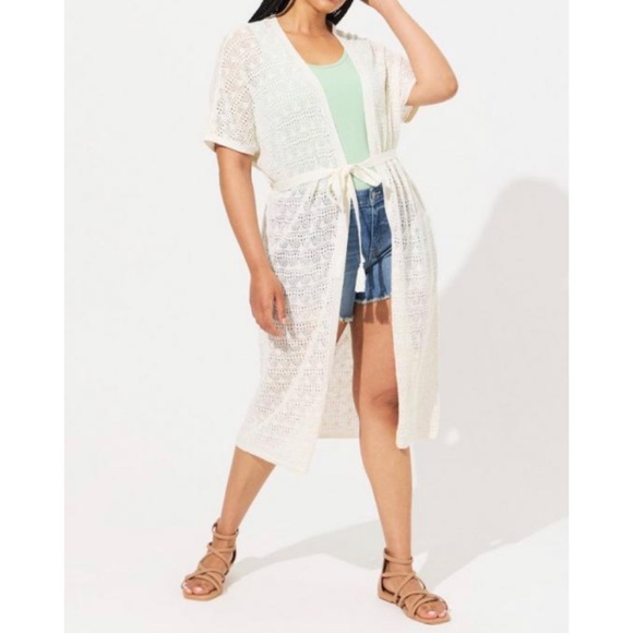 🆕Crochet Duster Short Sleeve Tie Waist Sweater 1 1X 14 16 2 2X 18 20 NWT Torrid - Picture 2 of 6